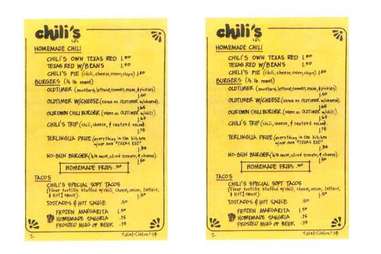 First Chili's menu