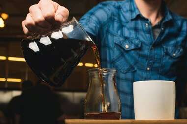 pouring coffee