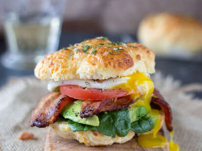 Cheddar Bay Biscuit breakfast sandwich