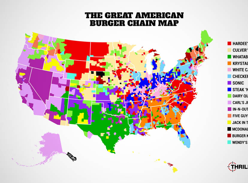 in n out locations map Most Popular American Burger Chains Map In N Out Sonic Five in n out locations map