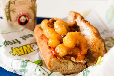 Mall Food Court Mashup: Subway veggie sub + Panda Express honey walnut shrimp