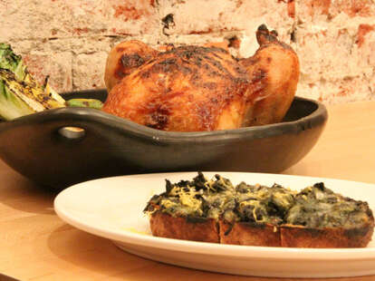 Vernick Food & Drink Whole Chicken & Avocado spinach radish on toast--Philadelphia