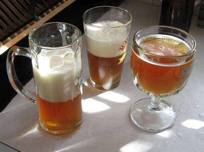 Beers with varying degrees of foam