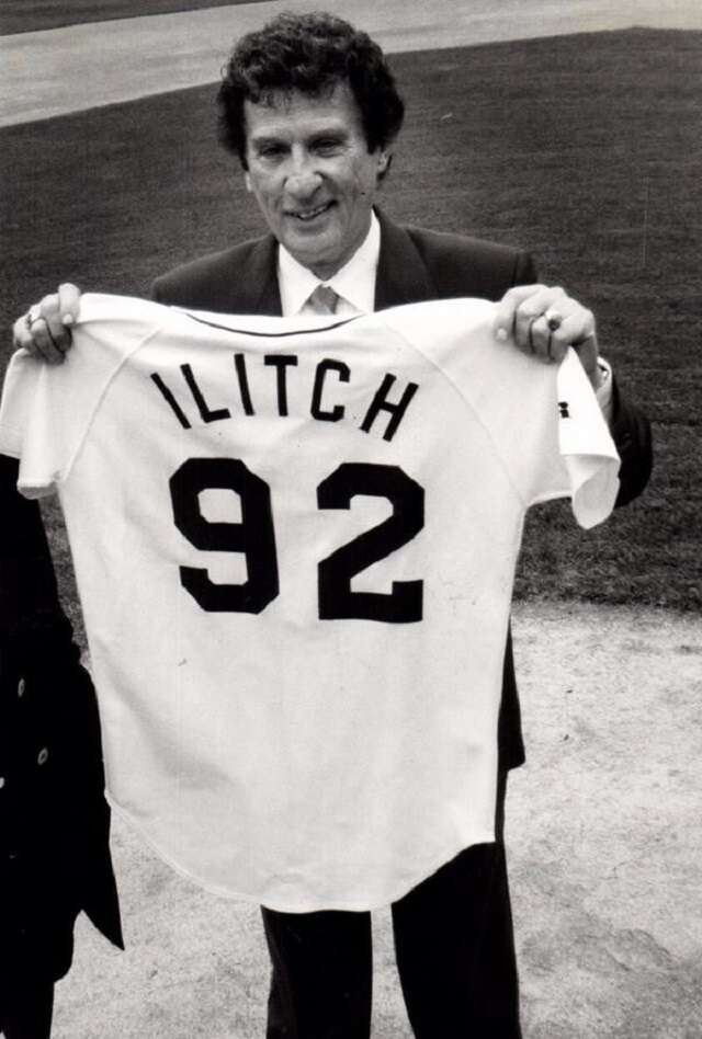 Mike Ilitch with jersey