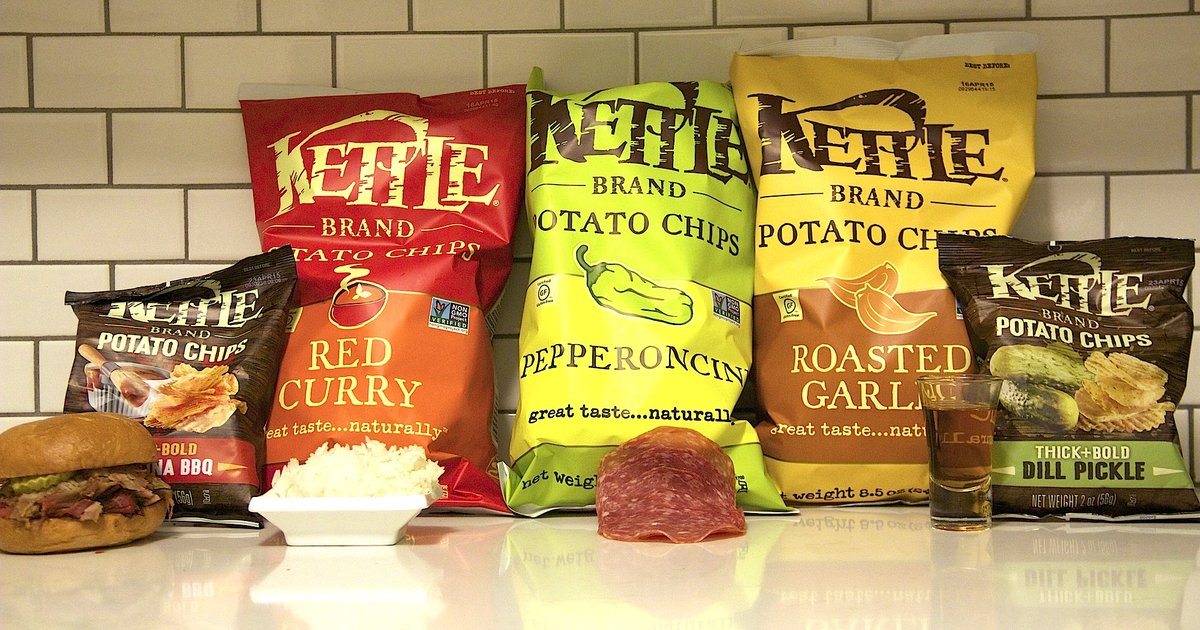 New Kettle Chips Taste Test Pickle, Red Curry, Roasted Garlic