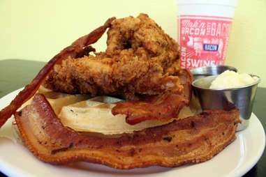 bacon chicken and waffles