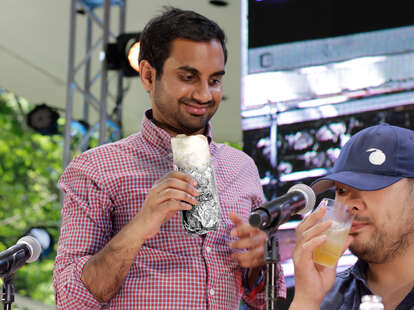 Aziz Ansari with Chipotle burrito