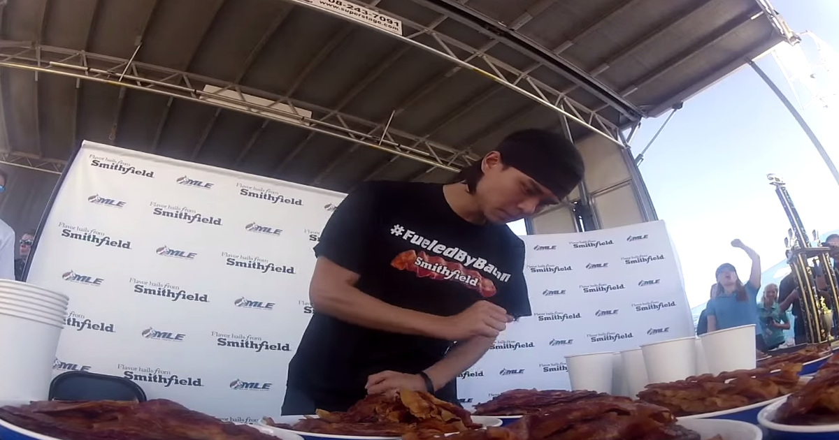 World Record for Most Bacon Eaten in Five Minutes Thrillist