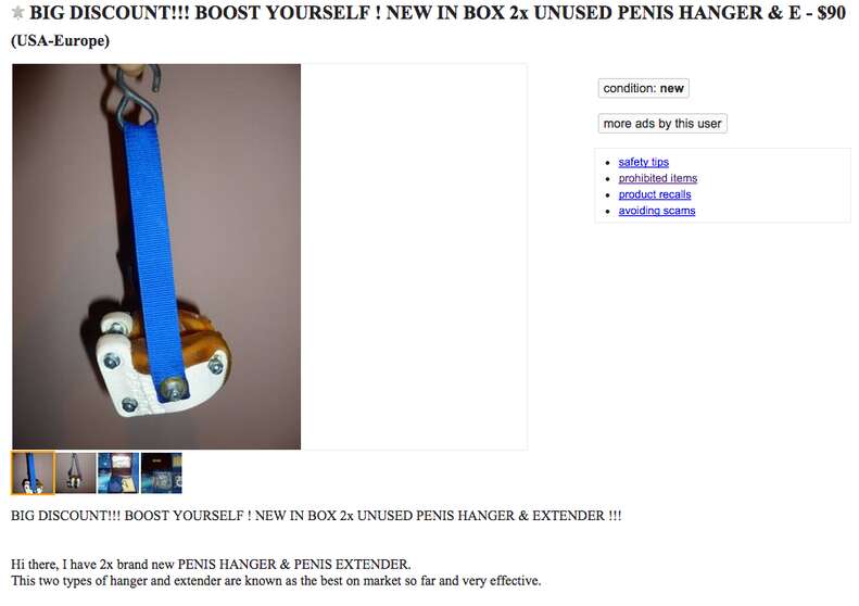 The 11 Most WTF Things On NY Craigslist Right Now Penis Hanger