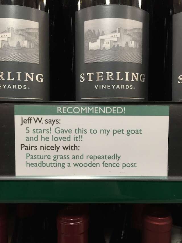 Wine recommendation pet goat