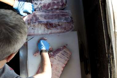 Trimming meat