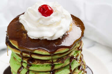 Shamrock Shake Pancakes with Guinness Syrup — Thrillist Recipes