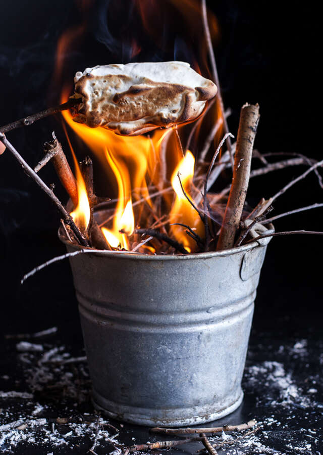 Inside-out banana Nutella s'mores