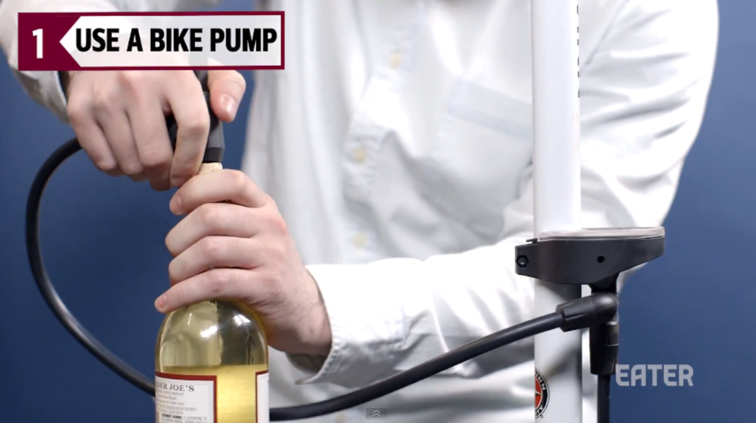 Wine Hacks How to Open a Bottle of Wine with a Bike Pump or Blowtorch