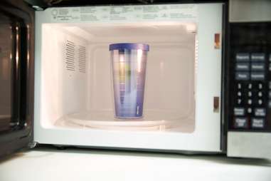 travel mug in microwave