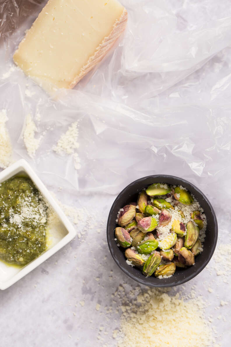 Taleggio, pesto, and pistachio grilled cheese — Thrillist Recipes