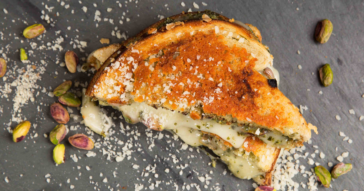 Taleggio, Pesto, and Pistachio Grilled Cheese — Thrillist Recipes