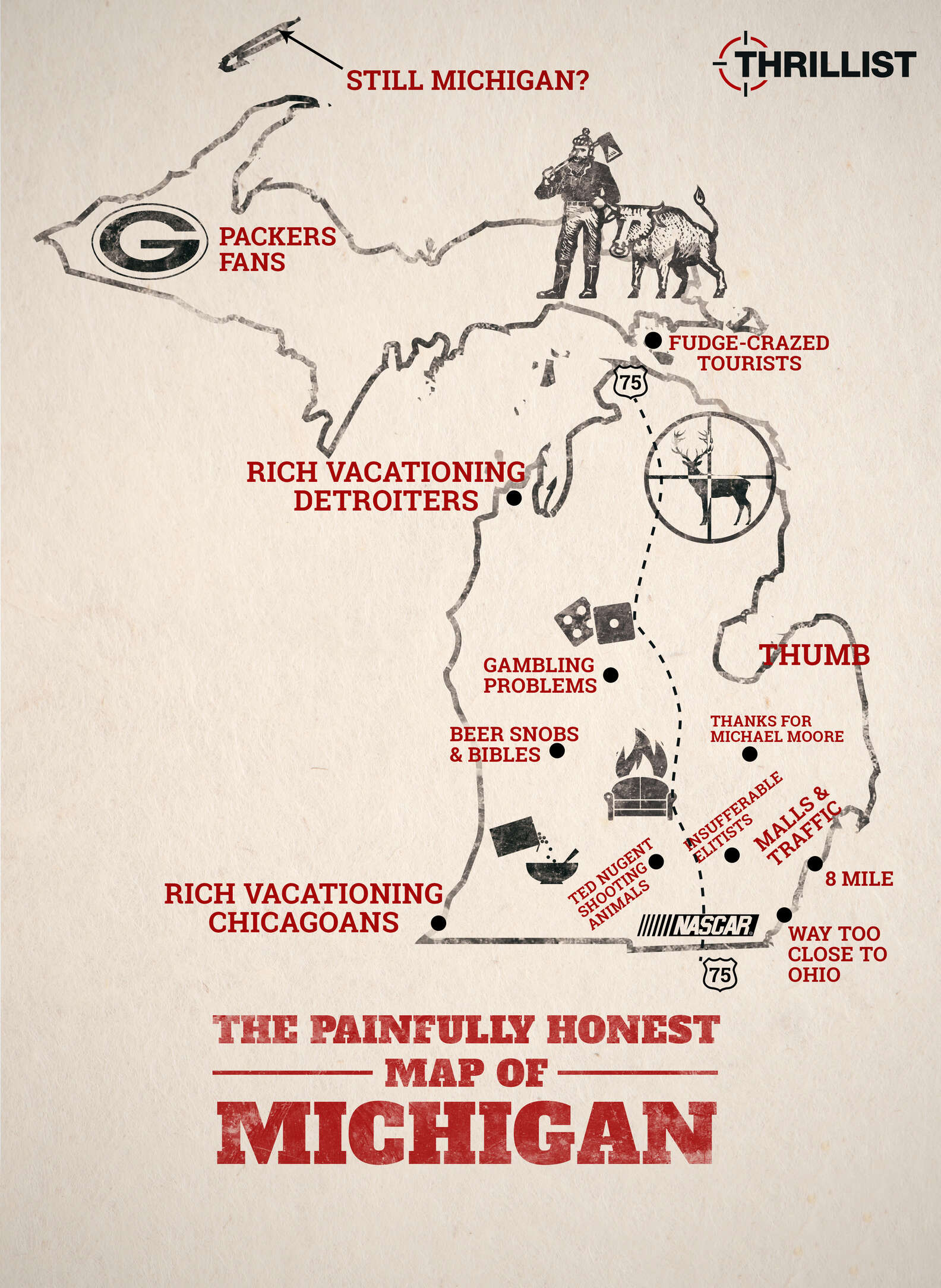 The Painfully Honest Map of Michigan - Thrillist