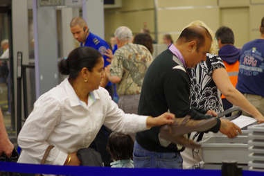 Removing shoes at airport security