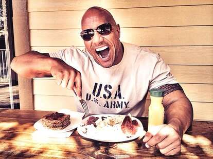 The Rock eating breakfast