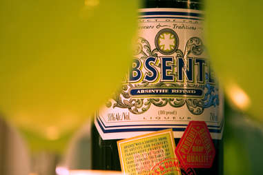 Absinthe bottle closeup 