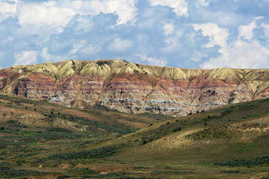 Mountains or hills in the distance