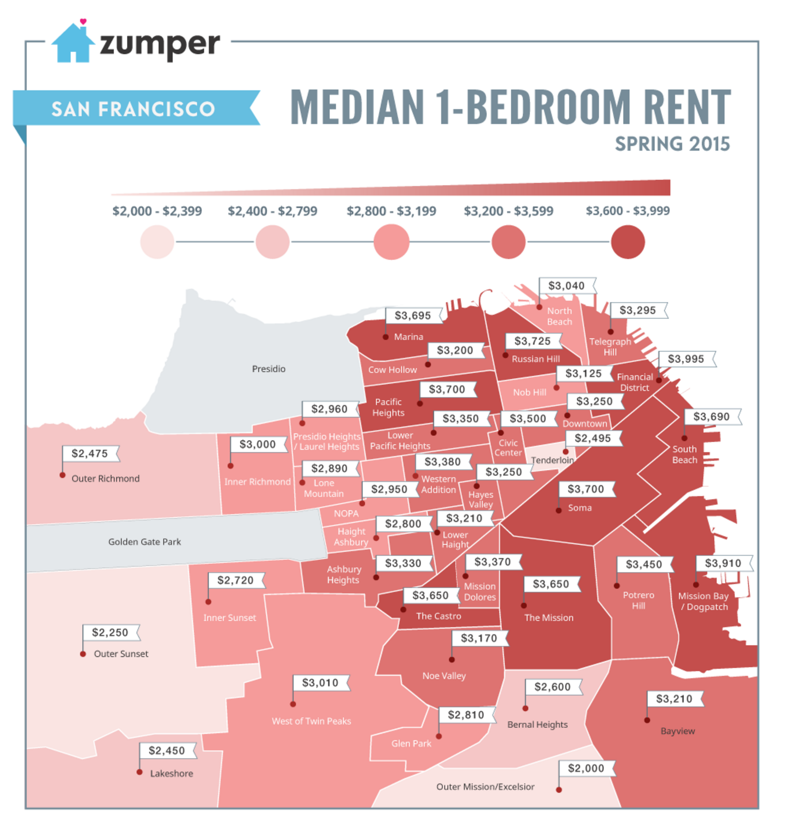 This Map Shows San Francisco Rents Keep Getting Stupidly Higher - Thrillist