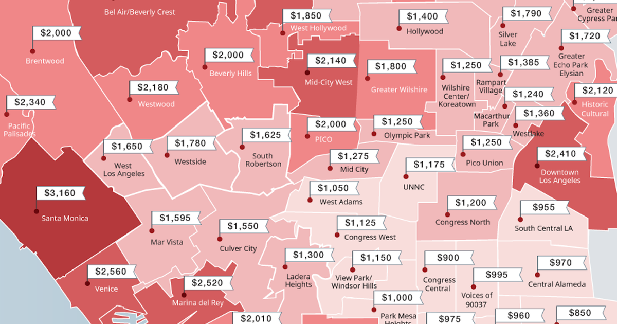 Map of Cheapest and Most Expensive Rents in Los Angeles Thrillist