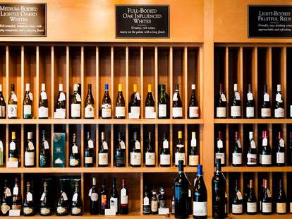 shelves of wine bottles at murphy's wine