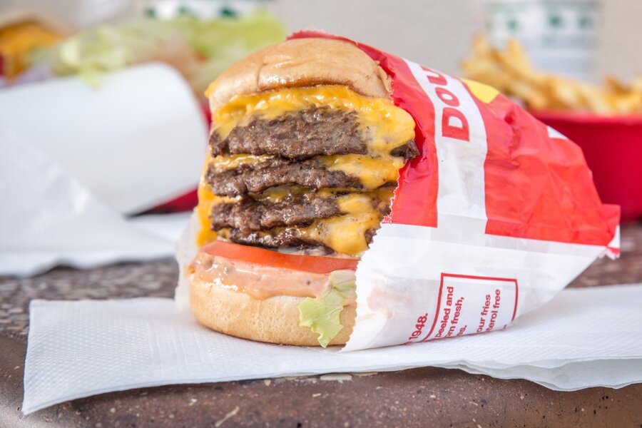 in n out cheeseburger and french fries