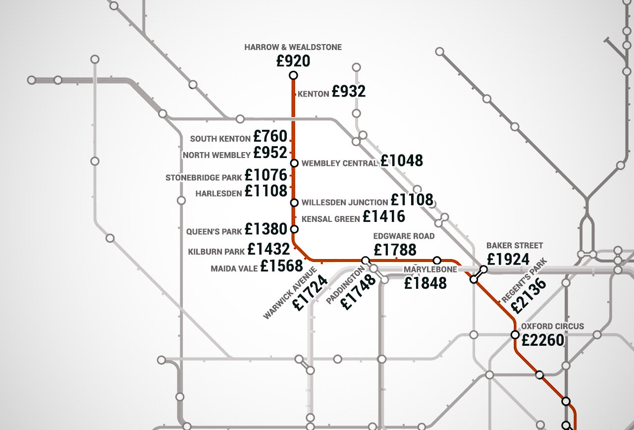 London Underground Rent Map London Underground Rent Map - Thrillist