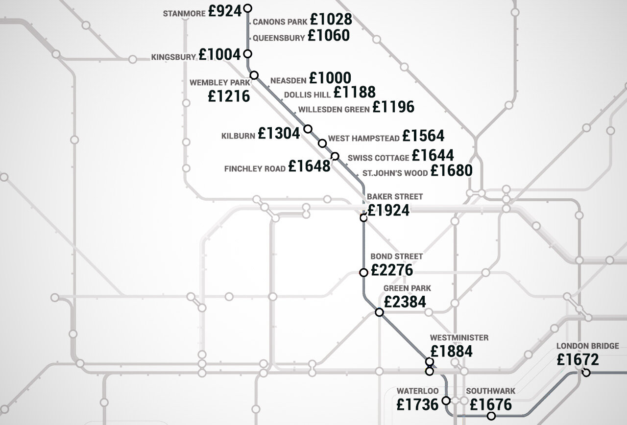 London Underground Rent Map London Underground Rent Map - Thrillist