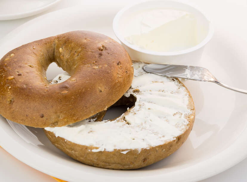 whole wheat bagel with cream cheese