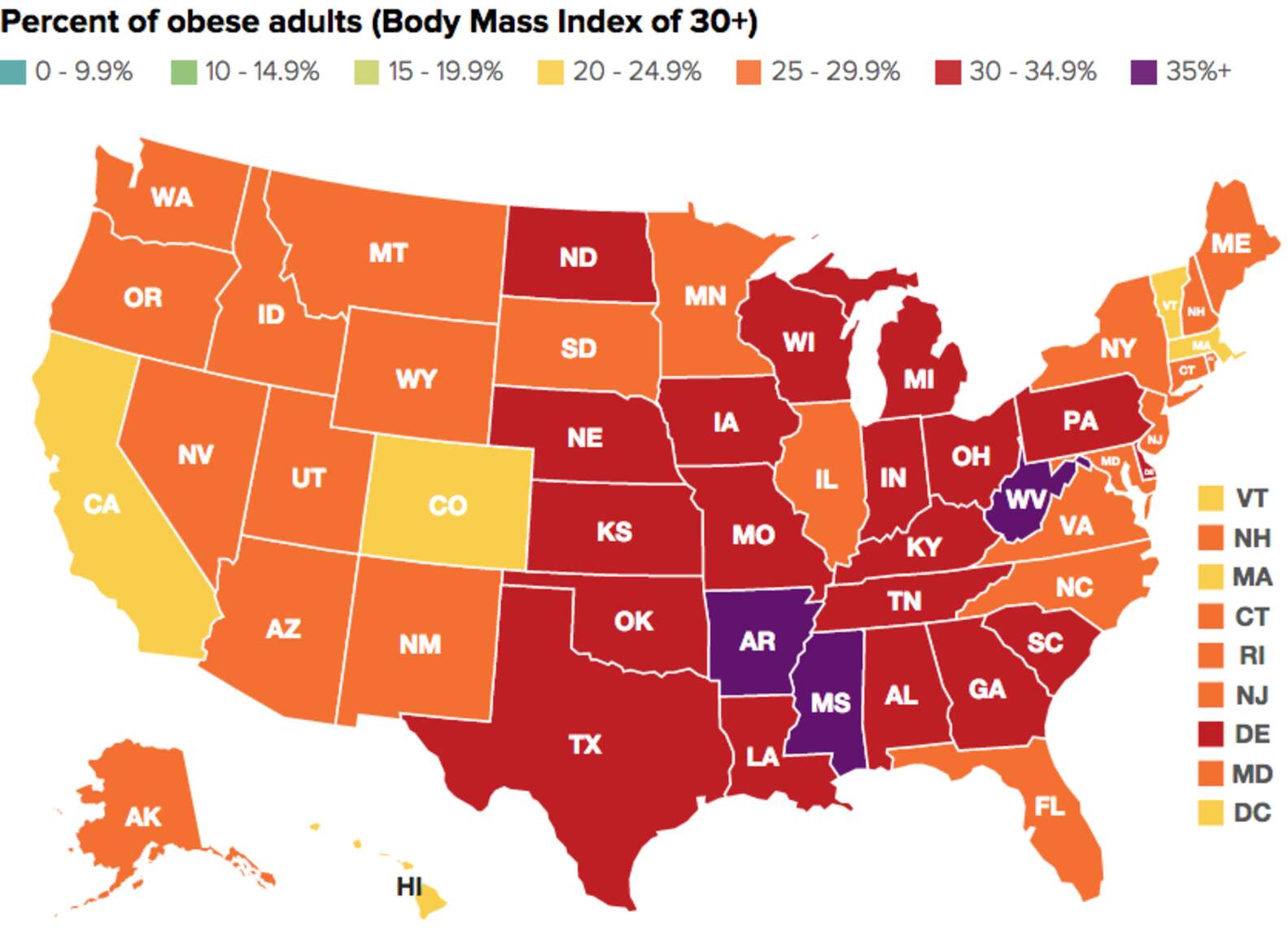 This Map Shows the Most Obese States in America Thrillist