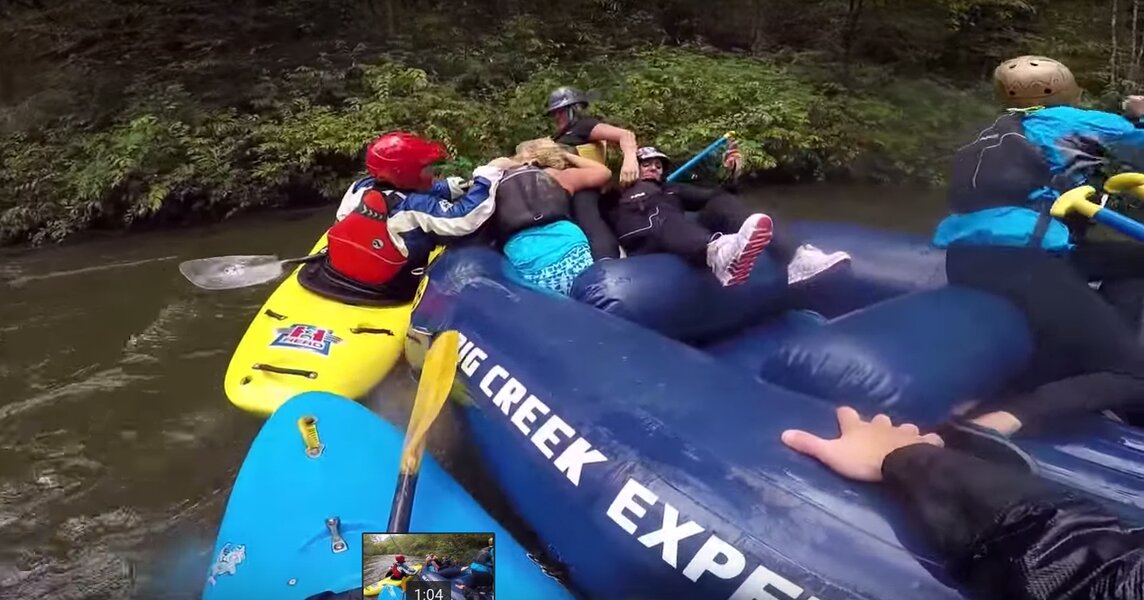 Two Girls Fight On White Water Raft - Bimbo Sisters Fight On White ...