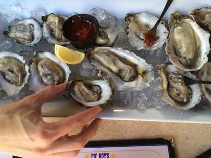 a dozen oysters at shoal creek saloon in Austin