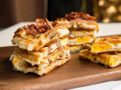 Breakfast Sandwich Waffles -- Thrillist Recipes