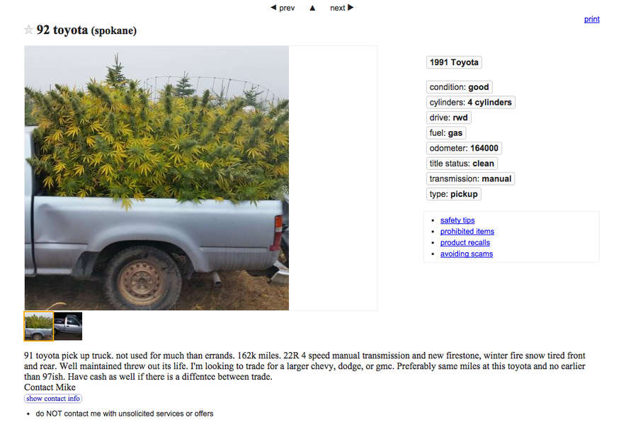 About That Craigslist Ad with the Truck Full of Weed... Thrillist