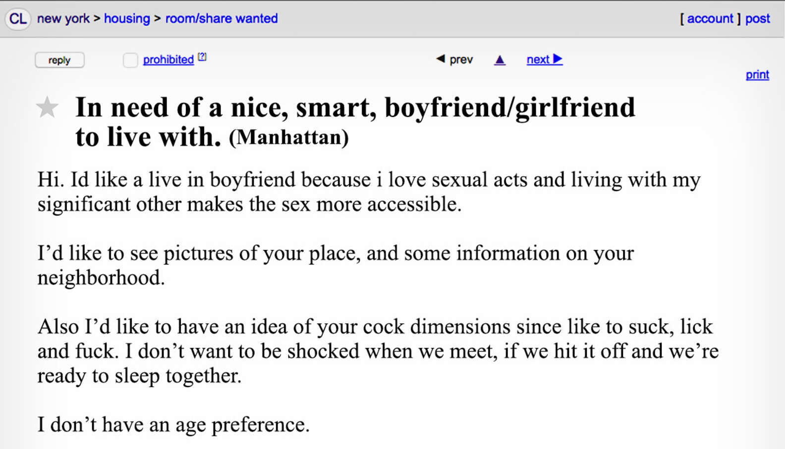The Weirdest New York Roommate Ads On Craigslist Thrillist