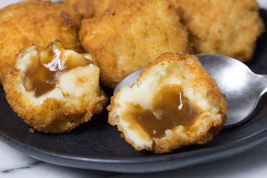 Fried Mashed Potato and Gravy Bombs -- Thrillist Recipes