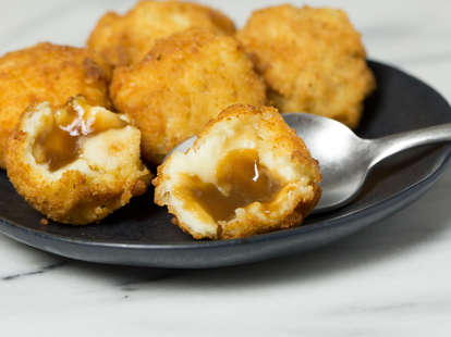 Fried Mashed Potato and Gravy Bombs -- Thrillist Recipes