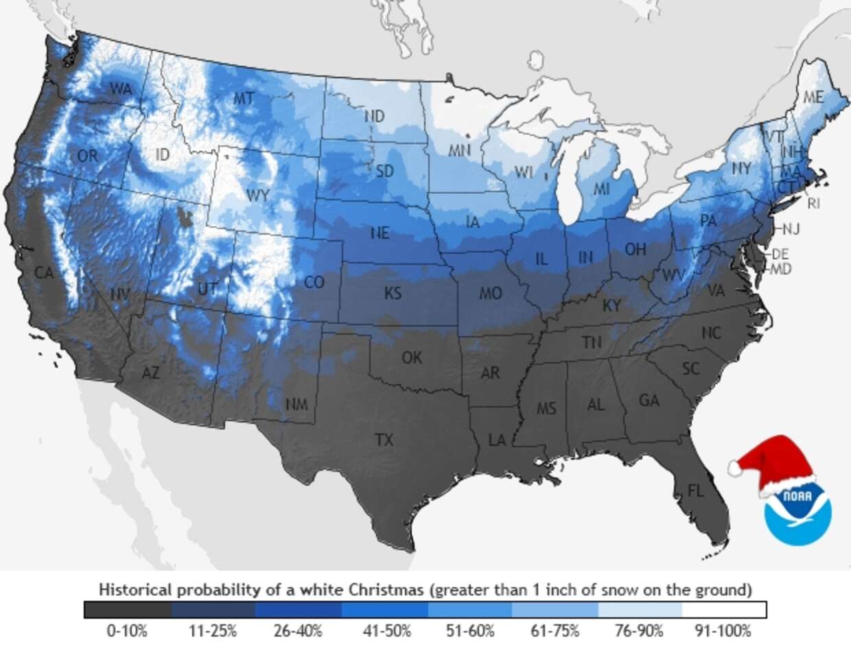 Where Will It Snow This Christmas? Christmas Weather Snowfall on