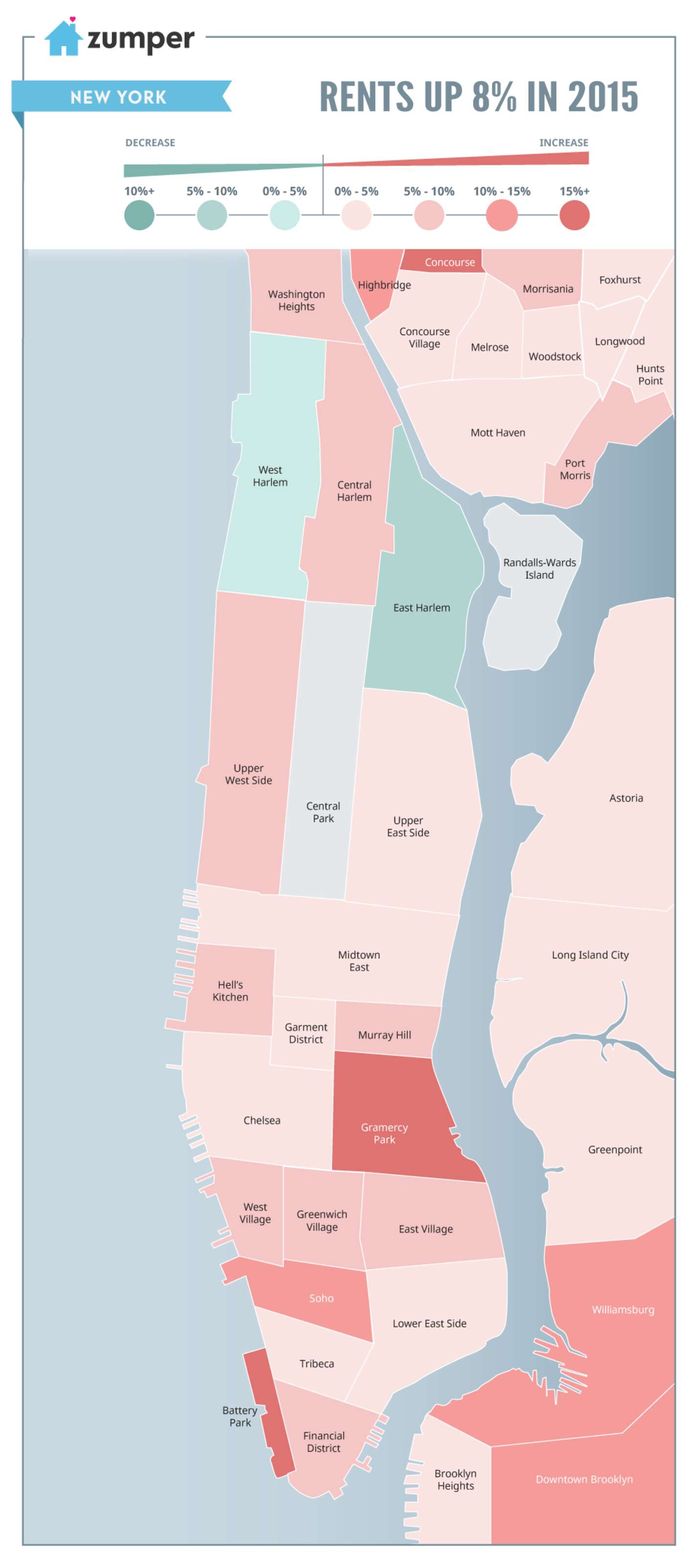 These Maps Show Where NYC Rents Skyrocketed This Year - Thrillist