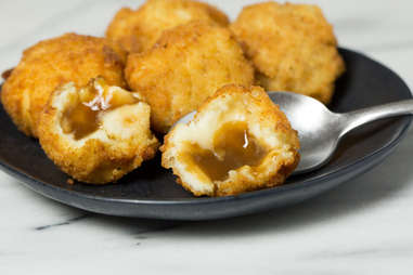 Fried mashed potatoes and gravy