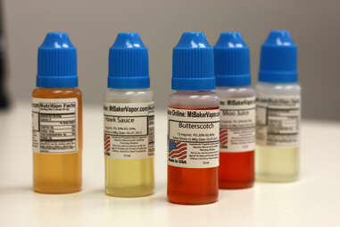 e-liquid flavors lined up to be used for vaping