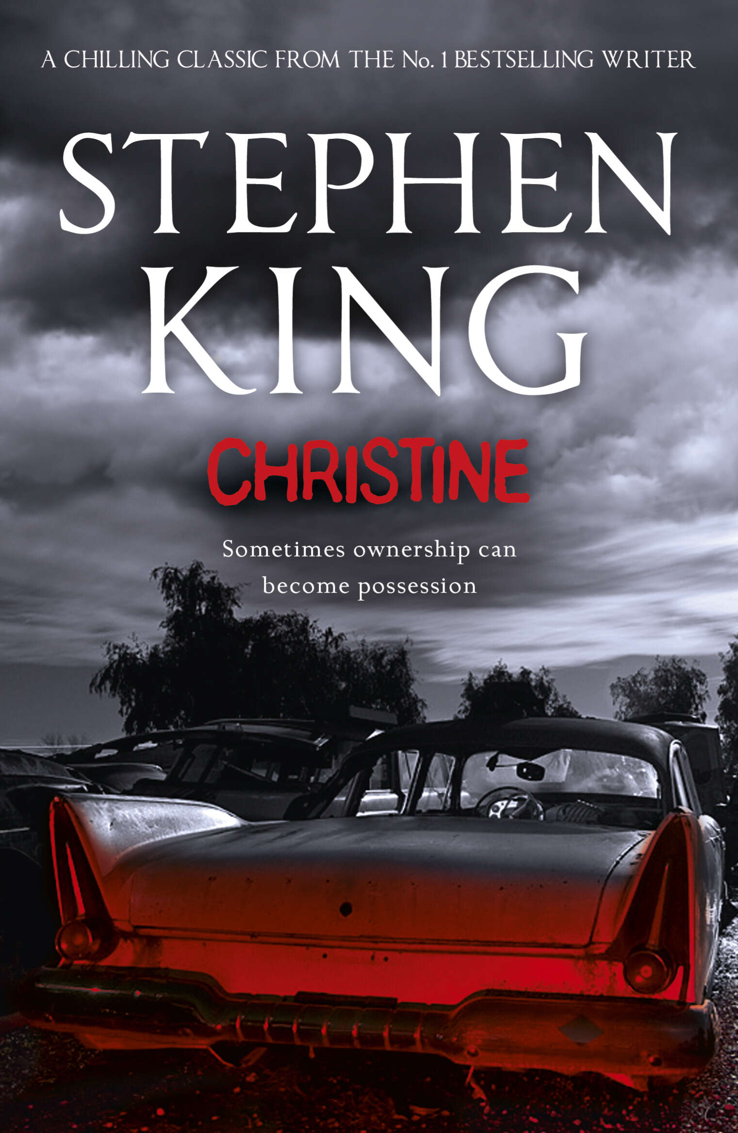 Christine book, cover, scary car