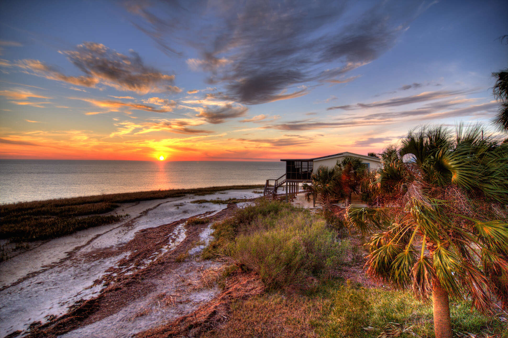 Florida beaches, sunset, beach house