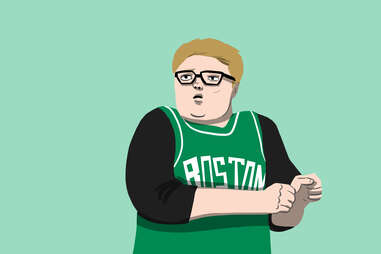 Celtics superfan glasses kid