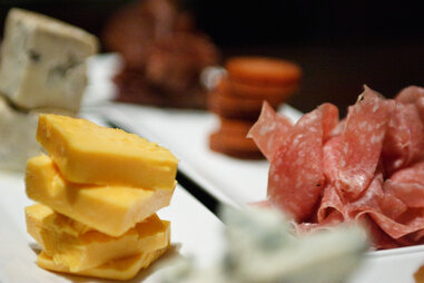 Cheese, prosciutto, and other meats at Indulge wine bar in Milwaukee, Wisconsin