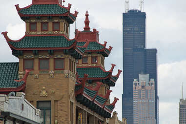 Chinatown buildings in Chicago Little Italy